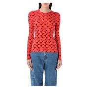 Rode Moon Crew Neck Topwear Marine Serre , Red , Dames