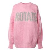 Gebreide Oversized Trui met Logo Rotate Birger Christensen , Pink , Da...