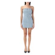 Denim Bustier Mini Jurk Mugler , Blue , Dames