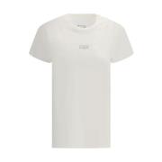 Faded Logo Katoenen T-shirt Vrouwen Maison Margiela , White , Dames