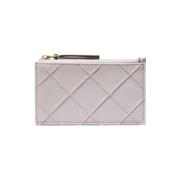 Fleming Soft Nappa Leren Kaarthouder Tory Burch , Gray , Dames