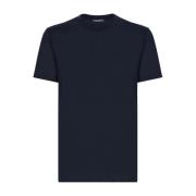 Zijden Logo T-shirt Navy Blue Crew Dolce & Gabbana , Blue , Heren