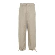 Beige Broek Knoopsluiting Zakken Riemlussen Brunello Cucinelli , Beige...