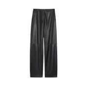 Luxe Leren Broek met Rechte Snit Max Mara Studio , Black , Dames