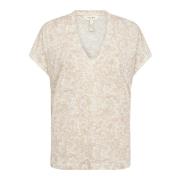 Franse Eikenhouten Rozenprint T-Shirt Part Two , Beige , Dames