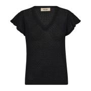 Patroon V-hals Gebreide Trui Zwart MOS Mosh , Black , Dames