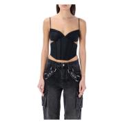 Zwarte Corset Top met Ruches Misbhv , Black , Dames