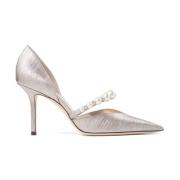 Zilverkleurige pumps met hak en pareldetails Jimmy Choo , Pink , Dames