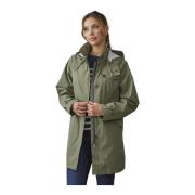 Comfort Fit Lange Jas Olijf Junge , Green , Dames