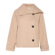 Korte Sandstone Jas met Brede Kraag InWear , Beige , Dames