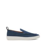 Blauwe Platte Rubberen Zool Moc Stiksels Lanvin , Blue , Heren