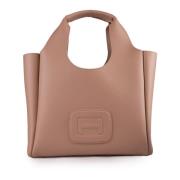 Roze Leren Shopper Tas met Interne Zakken Hogan , Pink , Dames