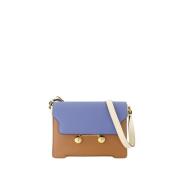 Bruin leren schoudertas met klep Marni , Multicolor , Dames