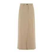 Midi Rok met Zijsplitten Antonelli Firenze , Beige , Dames