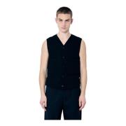 Katoenen Weefsel V-hals Vest Lemaire , Black , Heren