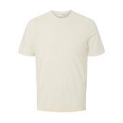 Korte Mouw Merino Crew Neck T-shirt Selected Homme , Beige , Heren