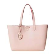 Omkeerbare leren shopper tas met bedel Twinset , Pink , Dames