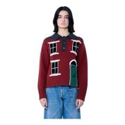 Intarsia House Polo Sweater JW Anderson , Multicolor , Dames