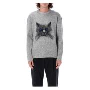 Kat Jacquard Crew Neck Sweater Grijs Givenchy , Gray , Heren