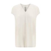 Elegante Zijden V-hals Top Rick Owens , Beige , Dames