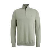 Half Zip Katoen Stretch Pullover Cast Iron , Green , Heren