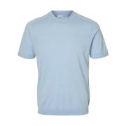 Merino Crew Neck T-shirt Selected Homme , Blue , Heren