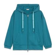 Hoodie van katoenmix met rits Oltre , Blue , Dames