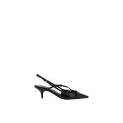 Leren Kitten Heel Pumps met Bandjes Miu Miu , Black , Dames