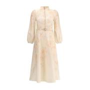 Bloemen Lange Jurk met Parelsluiting Zimmermann , Beige , Dames