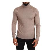 Beige Cashmere Silk Turtleneck Sweater Dolce & Gabbana , Beige , Heren