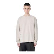 Katoenen Ronde Hals Lange Mouw Zak T-shirt Lemaire , Beige , Heren