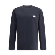 Monochrome Patroon Katoenen Longsleeve Trui Dolce & Gabbana , Blue , H...