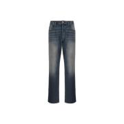 Vintage Denim Jeans met Leren Patch Diesel , Blue , Heren