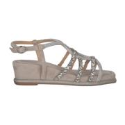 Gevlochten sandaal met strass versiering Alma EN Pena , Gray , Dames