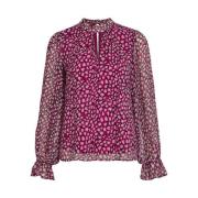 Dierenprint Hoge Hals Blouse Vrouwen Vila , Pink , Dames