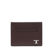 Gestructureerde Leren Kaarthouder Tijdloos Logo Tod's , Brown , Heren