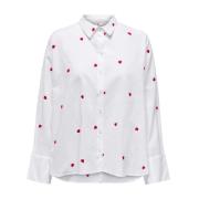 Hartprint Lange Mouw Shirt Only , White , Dames