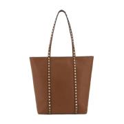 Gestikte Granaatleren Tote Bag Valentino Garavani , Brown , Dames