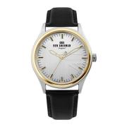 Roestvrijstalen leren band analoog horloge Ben Sherman , Black , Heren