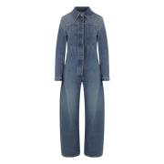 Denim Ronde Jumpsuit Alaïa , Blue , Dames