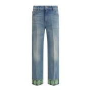 Bloemen gestikte katoenen jeans Valentino , Blue , Dames