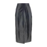 Leren rok met voorste split Arma , Black , Dames