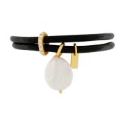 Parel leren armband met zoetwaterparel Dansk Copenhagen , Yellow , Dam...