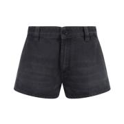 Monochrome Denim Shorts met Zakken Miu Miu , Gray , Dames