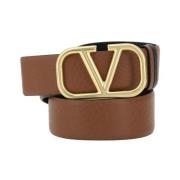 Iconische VLogo Leren Riem Valentino Garavani , Brown , Heren