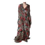 LeopardPrint Roses Zijden Maxi Jurk Dolce & Gabbana , Multicolor , Dam...