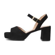 Zwarte Ney Sandalen met Blokhak Unisa , Black , Dames