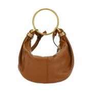 Leren handtas met messing handvat en riem Chloé , Brown , Dames