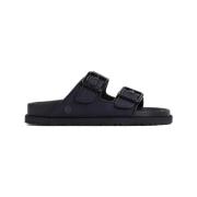 Zwarte Leren Geweven Sandalen voor Mannen Birkenstock , Black , Heren