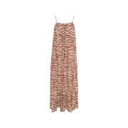 Bruine Maxi Jurk met Striksluiting Love Stories , Brown , Dames